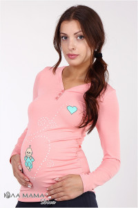 Футболка для беременных Liv Heart ЮЛА МАМА, с рисунком "Малыш в сердце", розовая