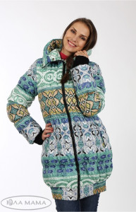 Слинго - куртка для беременных Lorans ЮЛА МАМА, зимняя, ментоловый с принтом