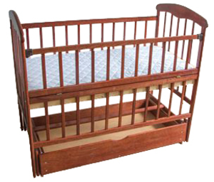 Кроватка детская Наталка Ясень, с откидной боковиной, с ящиком и маятником
